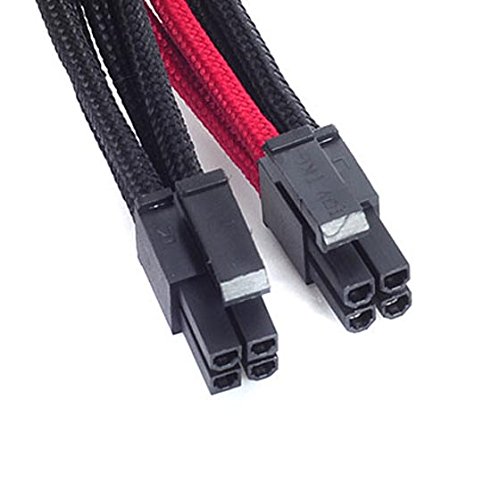 SilverStone SST-PP07-EPS8BR - 30cm EPS 8pin to EPS/ATX 4+4pin Sleeved Extention Cable, black red - Image 4