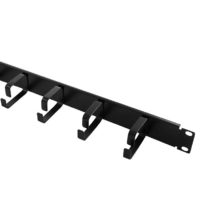 LOGILIGHT black cable management panel, 1 unit with 5 metal rings, 48.3 cm (19 inches)