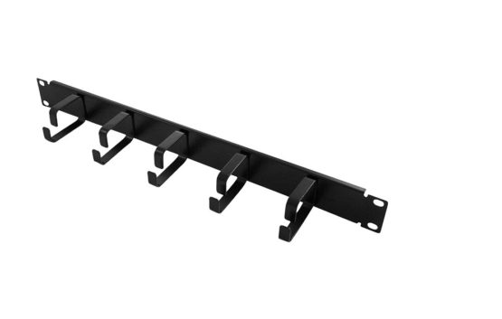 LOGILIGHT black cable management panel, 1 unit with 5 metal rings, 48.3 cm (19 inches)