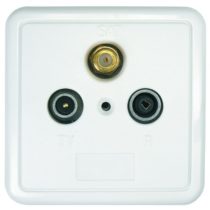 Axing SSD 2-10 wall socket pass-through outlet for Satellite and terrestrial with Cover plate and installation Frame