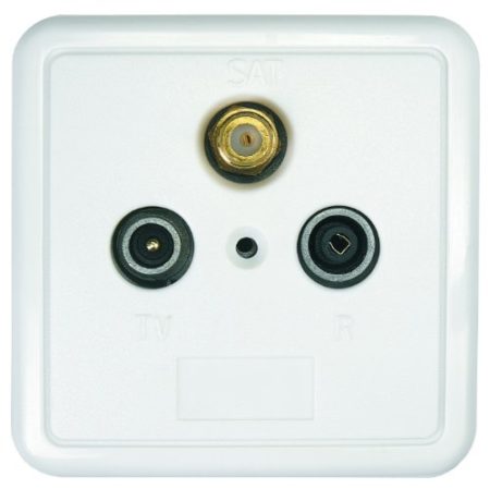 Axing SSD 2-10 wall socket pass-through outlet for Satellite and terrestrial with Cover plate and installation Frame