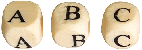 Artemio 8 x 8 mm Alphabet Wooden Square Beads, Set of 312, Beige