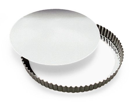 Gobel 126442 Round Fluted Pie Dish Mobile Base Tinplate, White, 12 inches x 12 inches x 1 inch