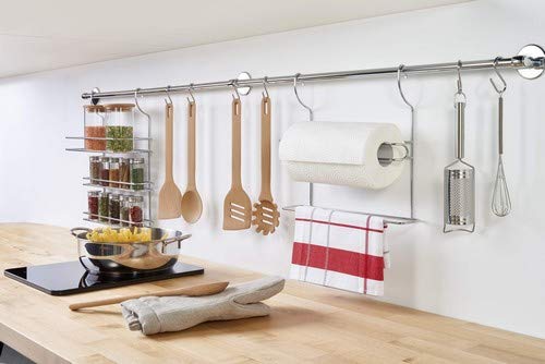 Metaltex Lonardo Wall Rail with 6 Hooks, Silver, 4.2 x 6.7 x 62.8 cm - Image 3