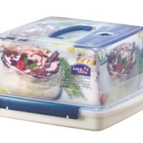 Lock & Lock Square Cake Box-Clear/Blue, 12.6 L