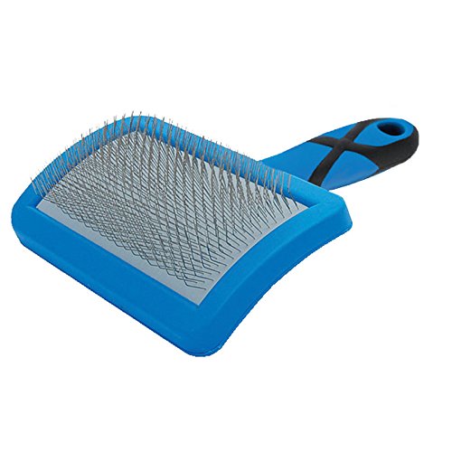 Groom Professional Soft Curved Slicker Brush, Medium, Blue