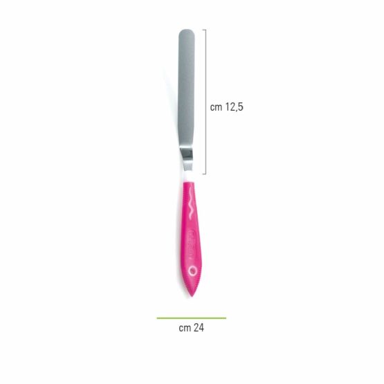 Decora Angled Spatula, Stainless Steel, Pink, 24 cm - blade 11 cm