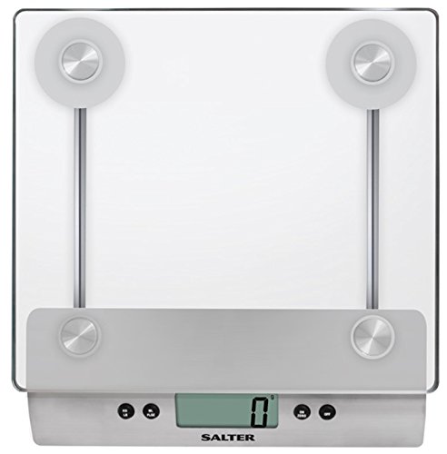 Salter 3003 SSSVDR08EU16 Kitchen Weighing Scale, Digital Glass Food Scales, Weighs Liquids/Fluids, Easy Read LCD Display