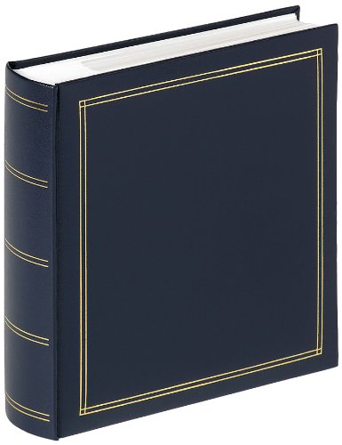 walther Design Photo Album Blue 200 Photos 13 x 18 cm Memo Slip-in Album Imitation Leather with Embossing, Monza ME-139-L
