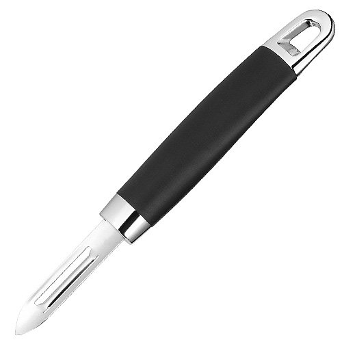 Stellar James Martin Straight Potato Peeler, Soft Grip Anti-Slip Handle, Dishwasher Safe, Black / Steel, Ind