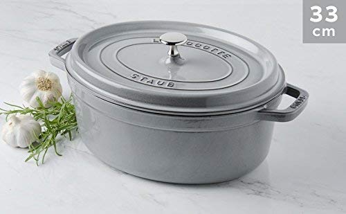 STAUB Cast Iron Roaster/Cocotte, Oval 33 cm, 6.7 L, Graphite Grey, diameter 33 cm - Image 2