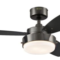Westinghouse Lighting 78764 Alloy One-Light 105 cm Three Indoor Ceiling Fan, Opal Frosted Glass, Gun Metal Finish with Black/Graphite Blades