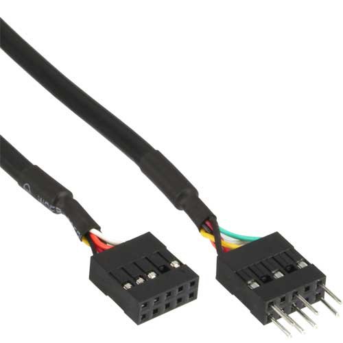InLine 19995D internal audio extension cable for HD audio AC97, 40 cm, Black, 1 item