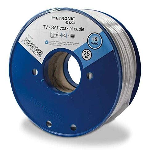 Mtronic 438225 Coax Cable 25 M Reel, white, 25 Meters