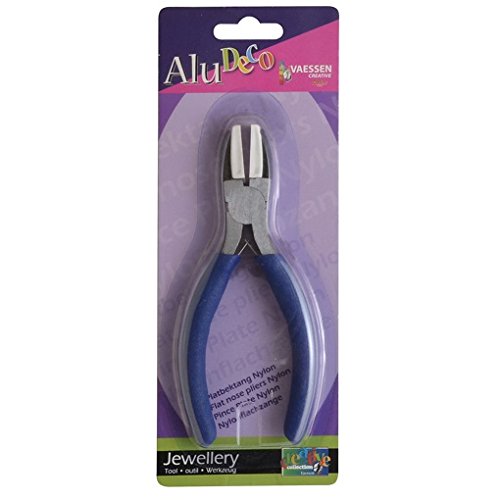 Vaessen Creative Flat Jewellery Pliers with Nylon Jaws, Blue