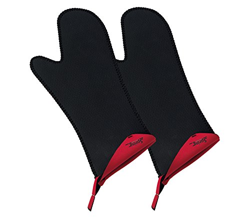 Spring Oven Gloves Pair Long Interior Red Set of 2