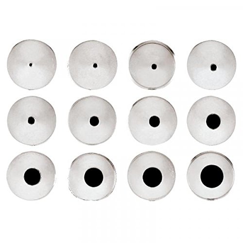 Paderno Stainless Steel Plain Piping Nozzle/Icing Nozzles/Decorating Tubes Set of 12, Silver