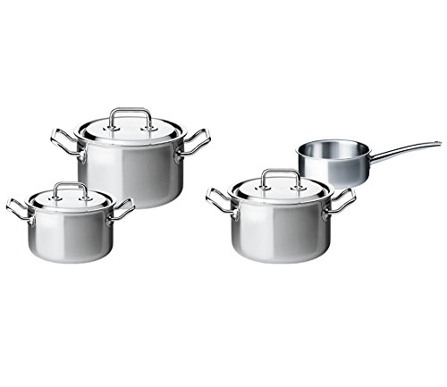 Spring 414130604 Topfset 4-teilig Brigade Kochgeschirr-Serie Brigade Premium, Variety Pack, Silver