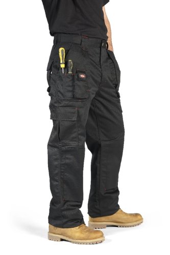Size 30W/33L Lee Cooper Workwear Mens Multi Pocket Easy Care Heavy Duty Knee Pad Pockets Safety Work Cargo Trousers Pants Long Navy