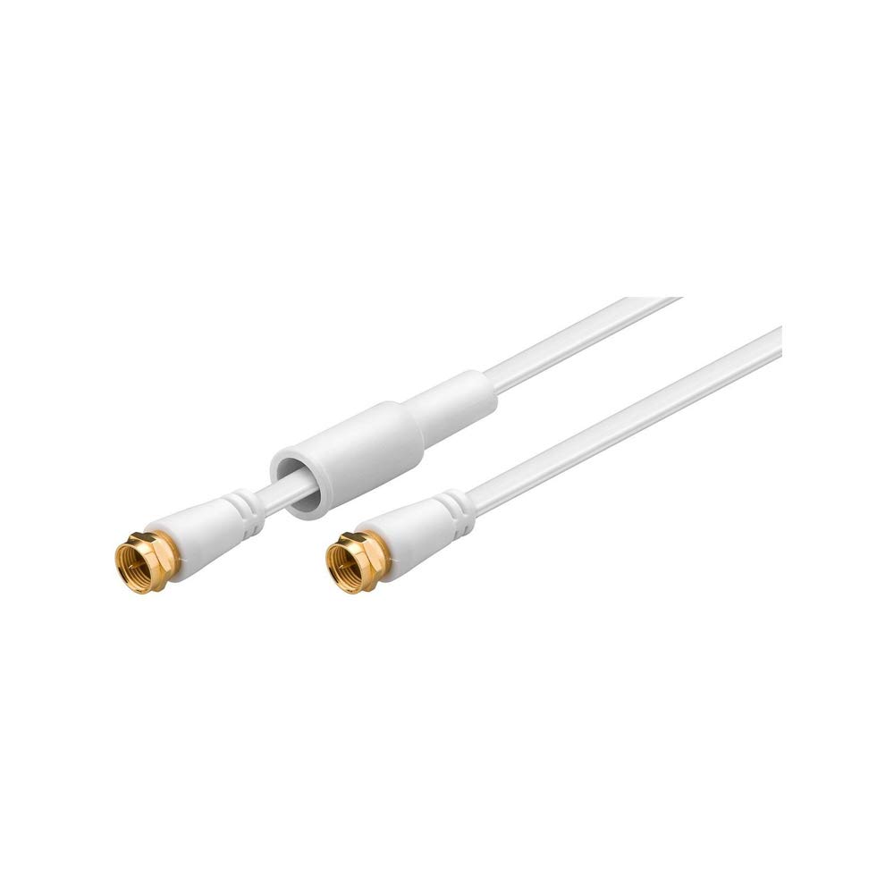 Goobay 67288 Flat SAT Antenna Cable (80 dB), 2x Shielded, Weatherproof, 2.5 m Length, 2,5 Meter, white