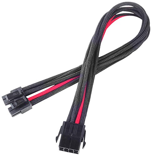 SilverStone SST-PP07-EPS8BR - 30cm EPS 8pin to EPS/ATX 4+4pin Sleeved Extention Cable, black red
