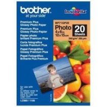 Brother BP71GP20 Photo Paper, 6 Inch x 4 Inch, Premium Plus Glossy, 15 cm (W) x 10 cm (L), 20 Sheets, Brother Genuine Supplies