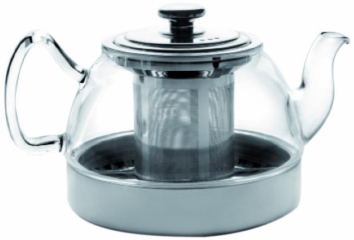 IBILI Induction Glass Teapot with Filter, Borosilicate, 1.2 Litres, Induction Safe, Silver Color, 1200 Ml