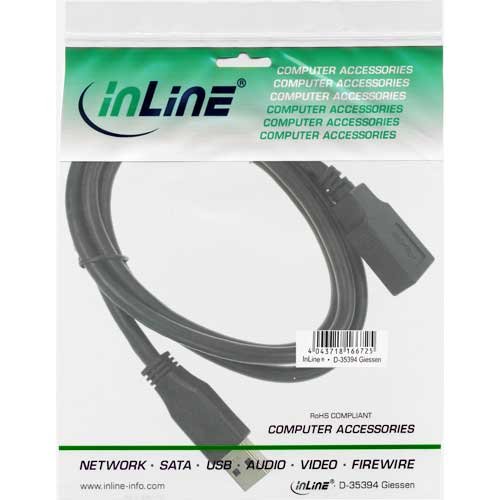 InLine 35605 USB 3.0 Cable Extension A Male/Female Black 0.5 m Pack of 1, 1 item - Image 2