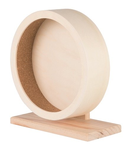 TRIXIE wooden running wheel ø 21 cm, untreated, closed running surface with cork cover, smooth-running ball bearing