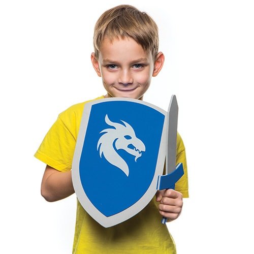 Baker Ross AR456 Kids Sword & Shield Sets (Pack Of 2) Kids To Make, White, 28cm & 27cm, Red - Image 3