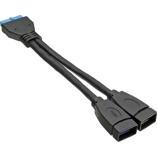 InLine 33445I USB 3.0 Adaptor Cable / 2x Female A to 19-Pin Pin Connection, Schwarz - Image 2