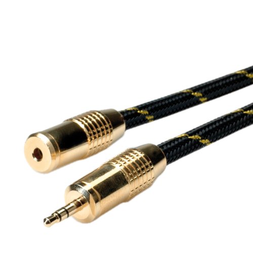 Roline 2.5m Male to Female Gold 3.5mm Audio Extension Cable, multicoloured