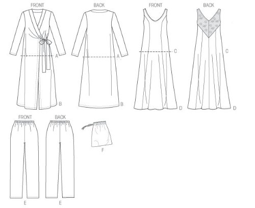 Butterick Patterns B5963 E5 Misses Robe/ Top/ Gown/ Pants and Bag, White, E5 (14-16-18-20-22) - Image 4