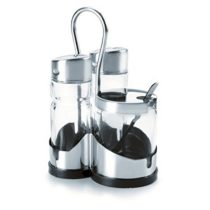 LACOR Salt-Pepper-Mustard Set, Stainless Steel, Silver, 30 x 30 x 30 cm
