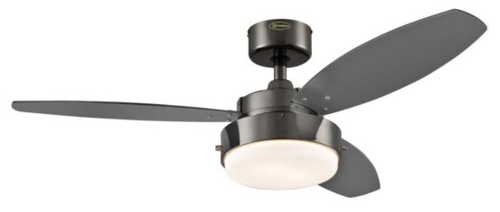 Westinghouse Lighting 78764 Alloy One-Light 105 cm Three Indoor Ceiling Fan, Opal Frosted Glass, Gun Metal Finish with Black/Graphite Blades - Image 2