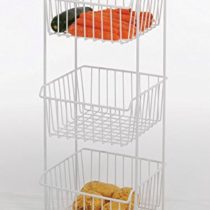 Delfinware 2017W White 3 Tier Vegetable Rack, 9.84 in*26.06 in*10.63 in