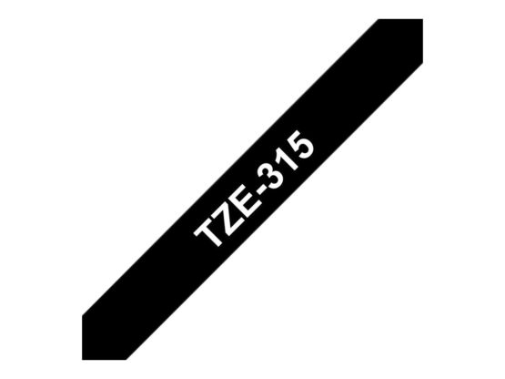 Brother TZe-315 Labelling Tape Cassette, 6 mm (W) x 8 m (L), Laminated, Brother Genuine Supplies - White on Black - Image 2