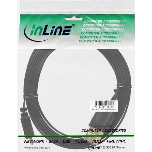 InLine 31730F USB-A Plug to Micro-B Plug Micro-USB 2.0 Flat Cable 3 m 1 x Micro-USB 2.0 Flachkabel, Black - Image 3