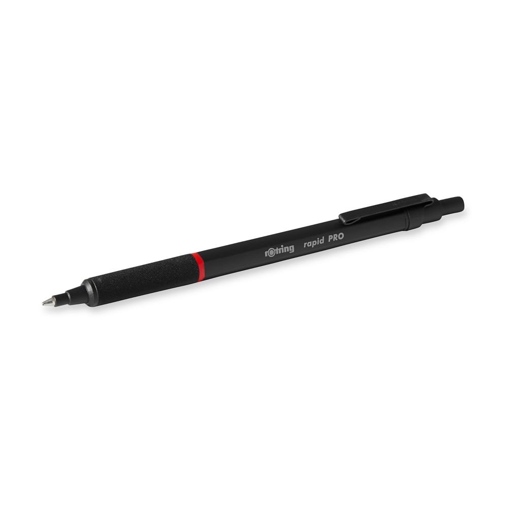rOtring Rapid Pro Retractable Ballpoint Technical Drawing Pen Medium Point Blue Ink Black Full-Metal Body