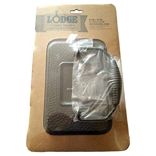 Lodge Grill Press with CoolGrip Spiral Handle, Cast Iron, Black, 4.5