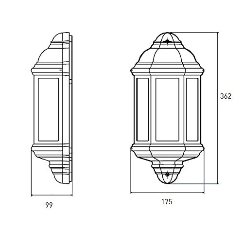 Knightsbridge LED Half Wall Lantern, Polycarbonate, 8 W, Black - Image 4