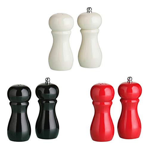 Premier Housewares 1103855 Salt Shaker and Pepper Mill Set - Black Shiny Finish, H11 x W5 x D5cm - Image 2