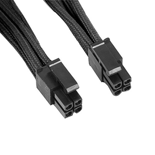 SilverStone SST-PP07-EPS8B - 30cm EPS 8pin to EPS/ATX 4+4pin Sleeved Extention Cable, black, 195mm x 23mm - Image 4