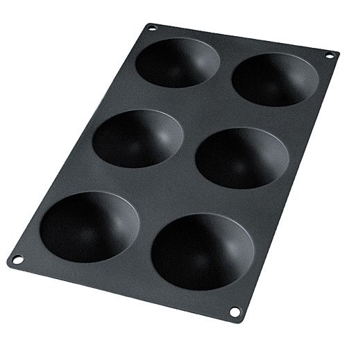 Lékué 6 Cavity Gourmet Semi Sphere Mould, Black, 0620206N01M022, 1 item