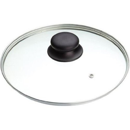 Ibili 970722 glass lid with steam hole 22 cm, Transparent/Silver/Black