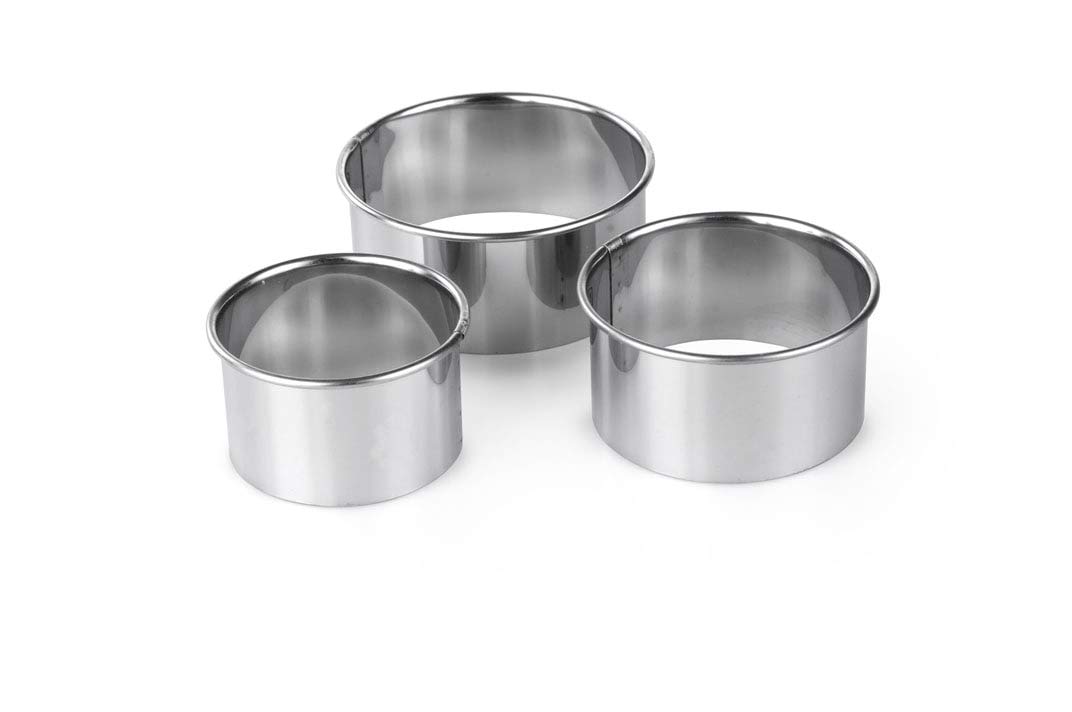 Tala Stainless Steel Pastry Cutters Set of 3, Durable Round Cookie & Biscuit Cutters in Small, Medium & Large Sizes