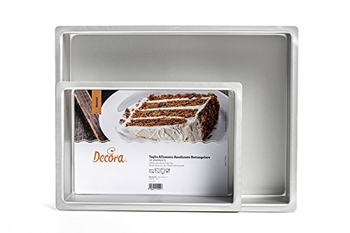 DECORA Professional Oblong Anodized Cake Pan, Aluminium, Silver, 20X30XH10CM