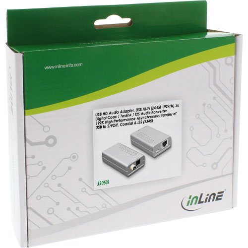 InLine USB HD Adapter Hi-Fi (24-bit 192kHz) to Digital Coaxial/Toslink/I2S Audio Converter, White - Image 4