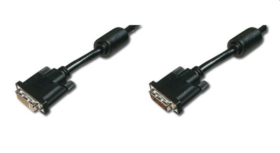 Digitus AK-320200-050-S 5.0m DVI(24+1) Male - DVI(24+1) Female DVI Extension Cable with Ferrite - Black
