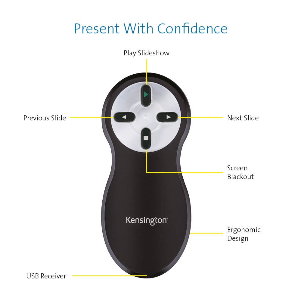 Kensington Non-Laser Wireless USB Presentation Clicker, Compatible with ...